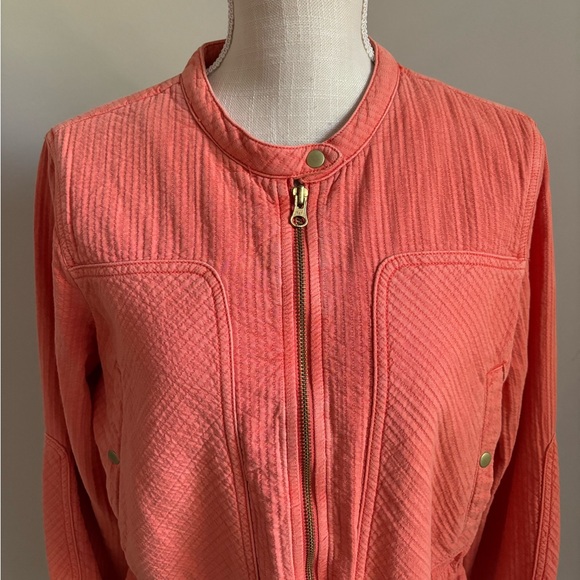 Anthropologie Joyce Textured Jacket Orange Coral - Picture 2 of 11